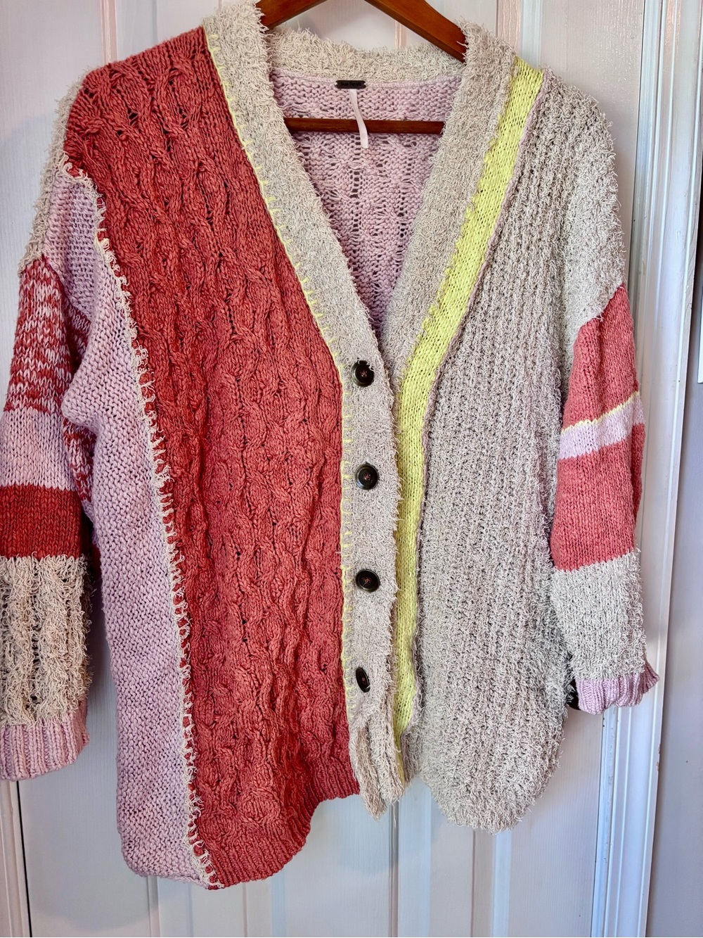 Free People  Colorblock Cable Knit Sweater